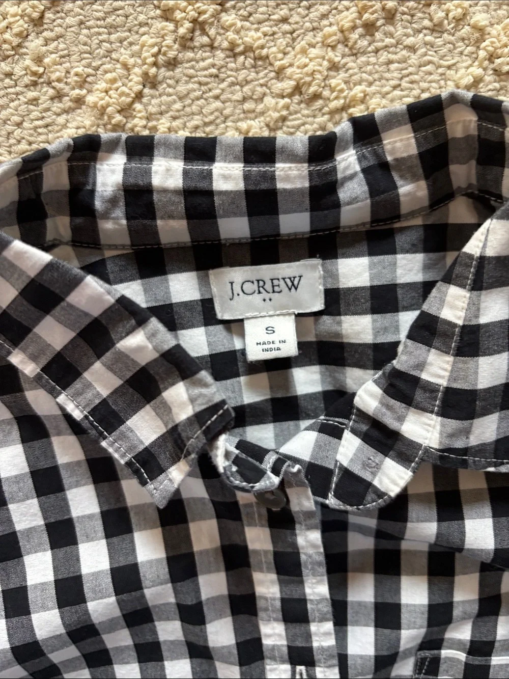 J. Crew Factory Black and White Gingham Button-Down Shirt